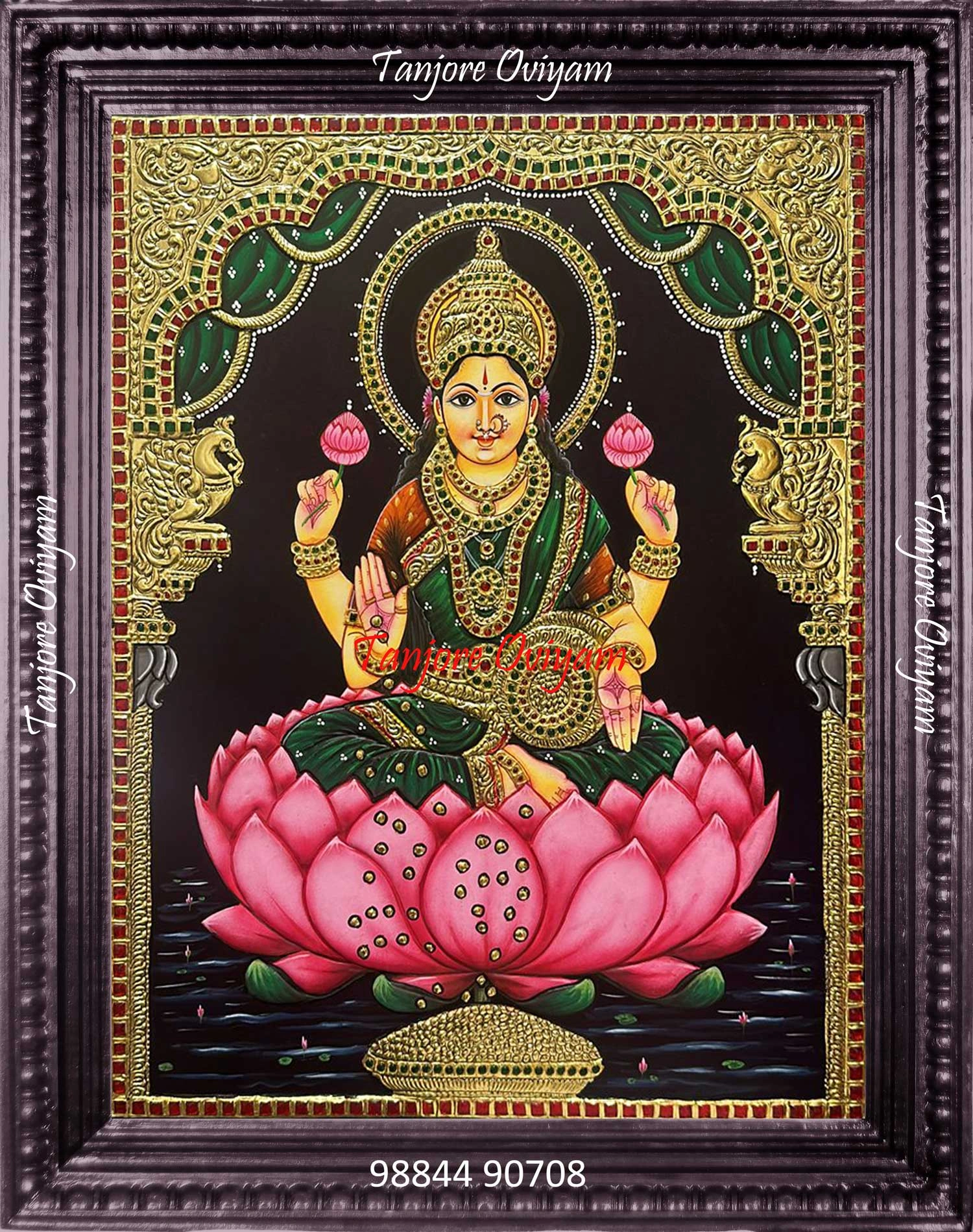 Traditional Gajalakshmi Tanjore Painting